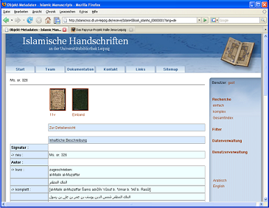 Screenshot Islamische Handschriften