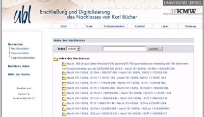 Auszug aus Index des Nachlasses von Karl Büchner